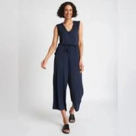 Kit & Ace At Ease Jumpsuit Dark Navy S - Picture 1 of 11